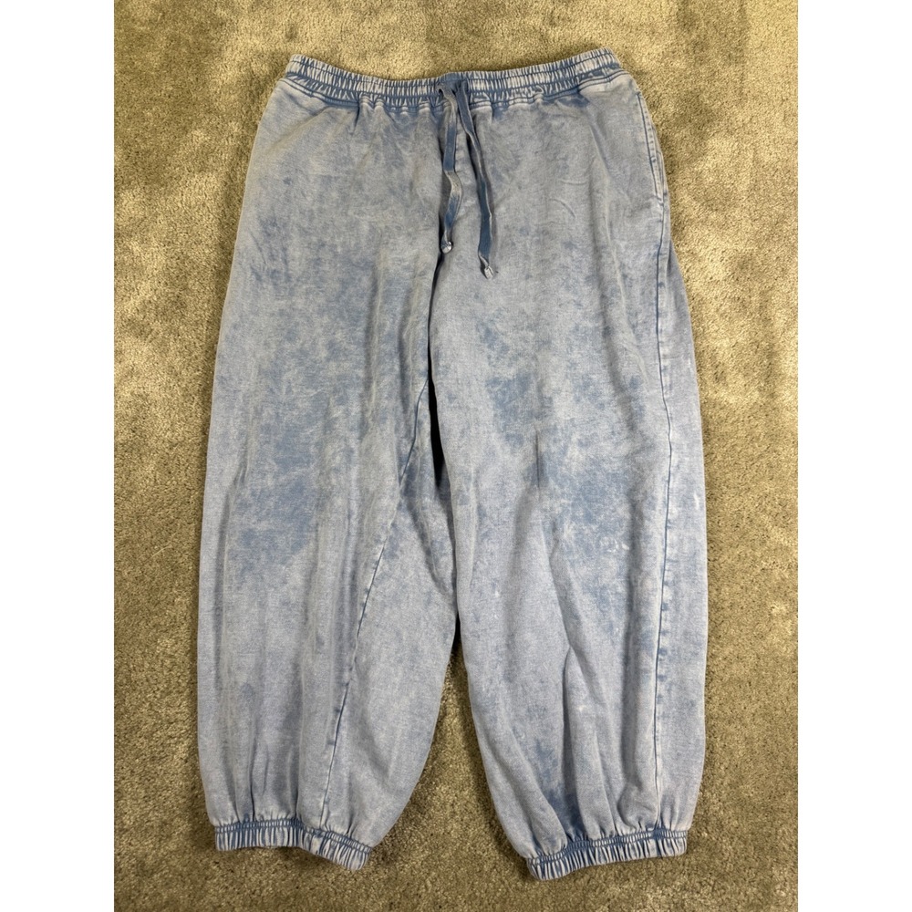 Lazy Sunday Blue Acid Wash Cotton Jogger Sweatpants XL Loungewear Pockets